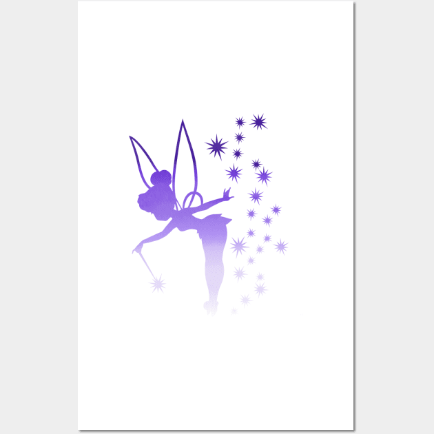 Purple Tinkerbell Ombre Sillhouette Wall Art by ijsw